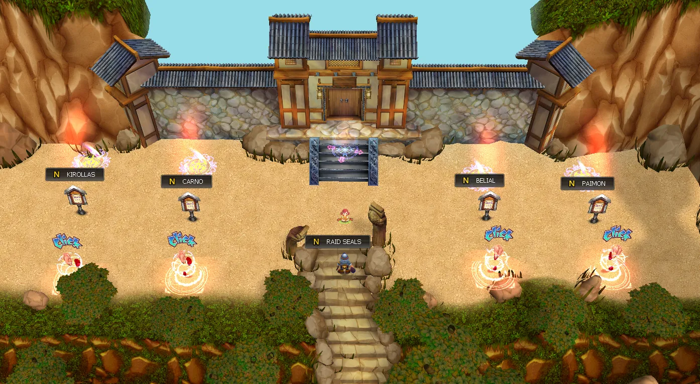 Raid area with portals and related NPCs
